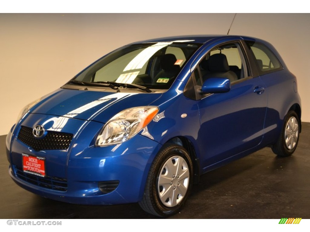 2008 Yaris 3 Door Liftback - Blazing Blue Pearl / Dark Charcoal photo #1