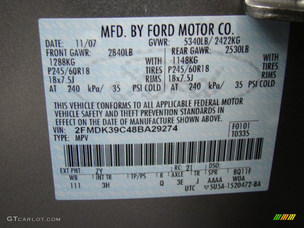 2008 Edge Color Code ZY for Vapor Silver Metallic Photo #57603498