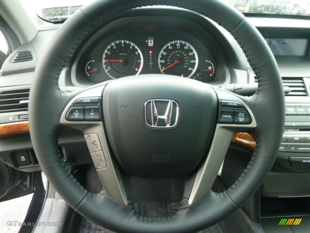 2012 Honda Accord EX-L Sedan Black Steering Wheel Photo #57606468