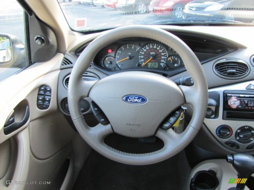 2002 Ford Focus ZTS Sedan Medium Parchment Steering Wheel Photo #57611425