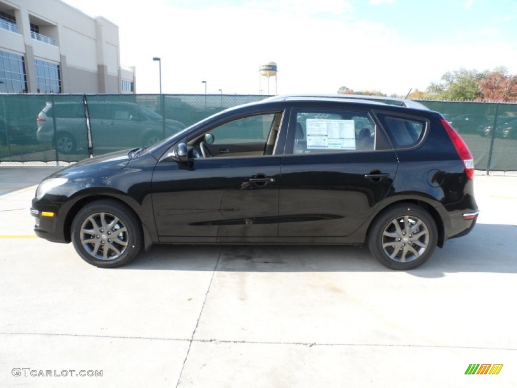 2012 Elantra GLS Touring - Black Noir Pearl / Beige photo #6