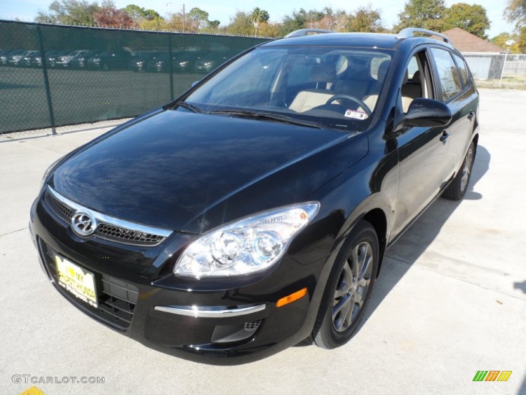 2012 Elantra GLS Touring - Black Noir Pearl / Beige photo #7