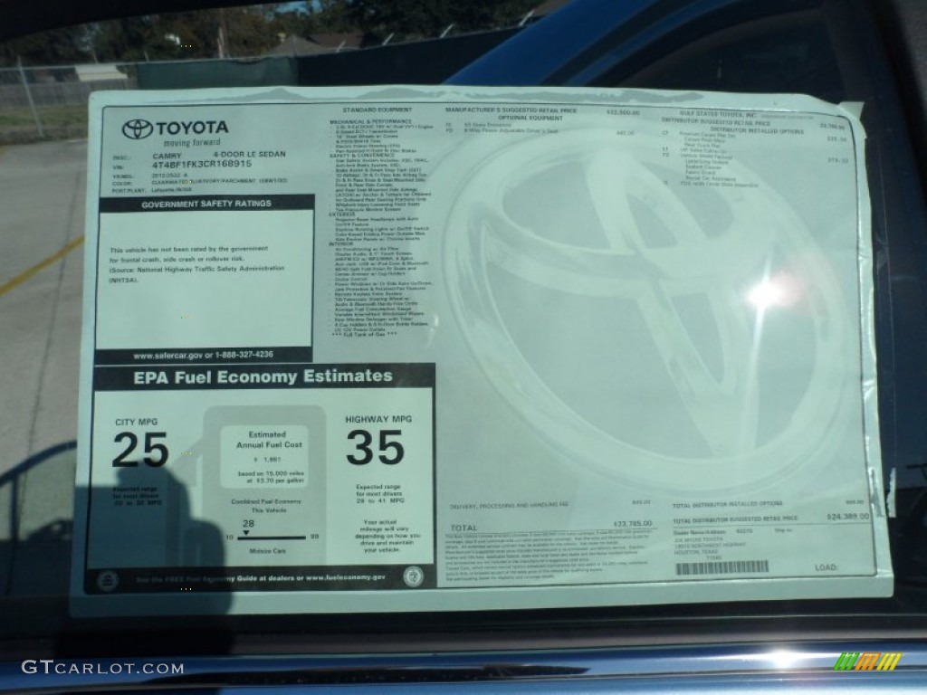 2012 Camry LE - Clearwater Blue Metallic / Ivory photo #35