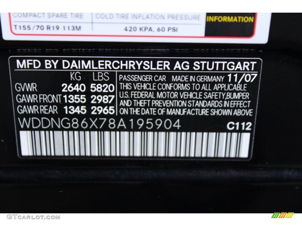 2008 S Color Code 112 for Majestic Black Metallic Photo #57614016