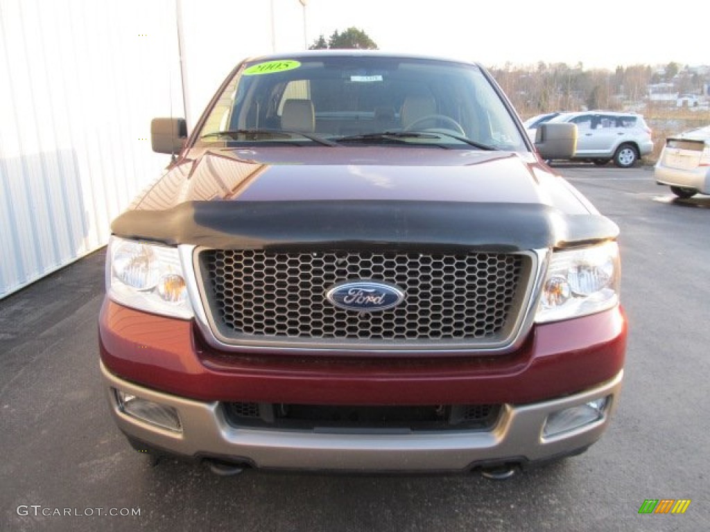 2005 F150 Lariat SuperCrew 4x4 - Dark Toreador Red Metallic / Tan photo #4