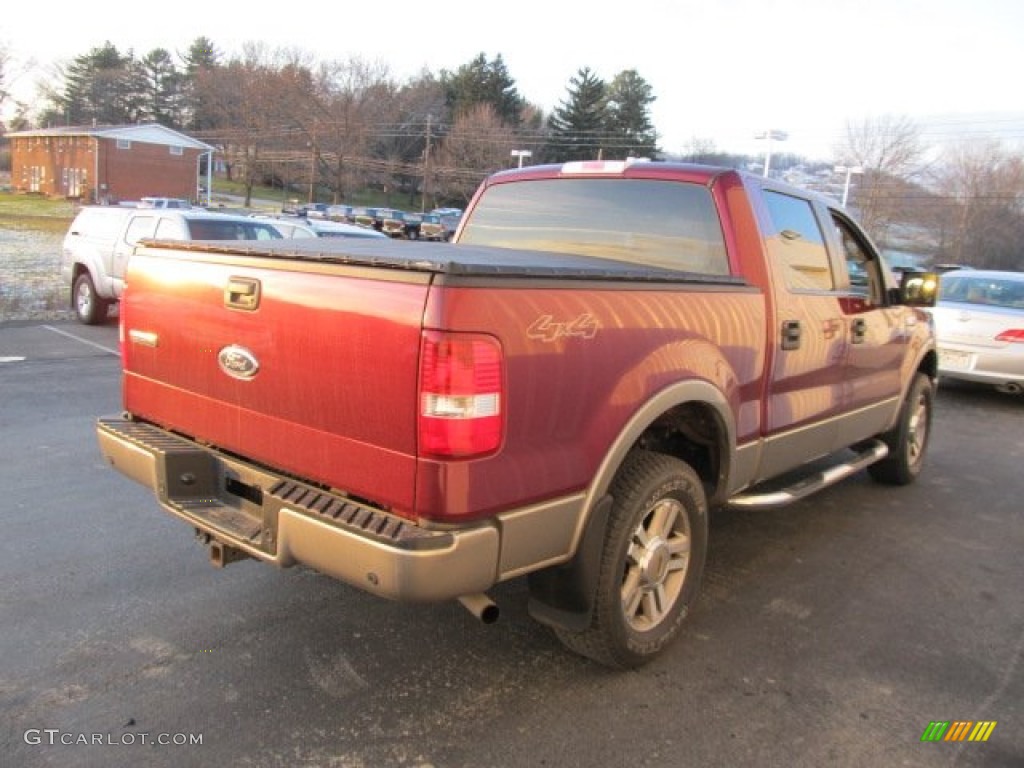 2005 F150 Lariat SuperCrew 4x4 - Dark Toreador Red Metallic / Tan photo #6