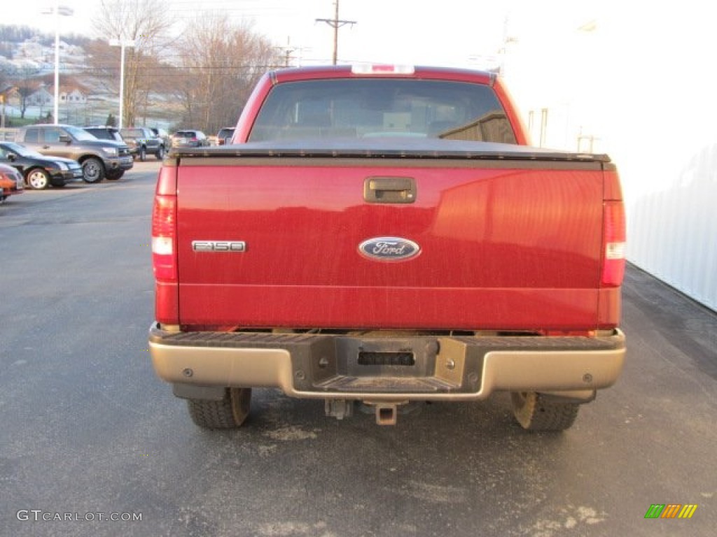 2005 F150 Lariat SuperCrew 4x4 - Dark Toreador Red Metallic / Tan photo #7