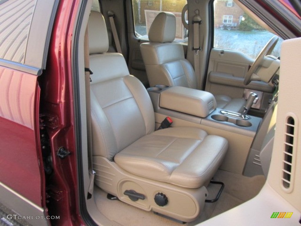 2005 F150 Lariat SuperCrew 4x4 - Dark Toreador Red Metallic / Tan photo #10