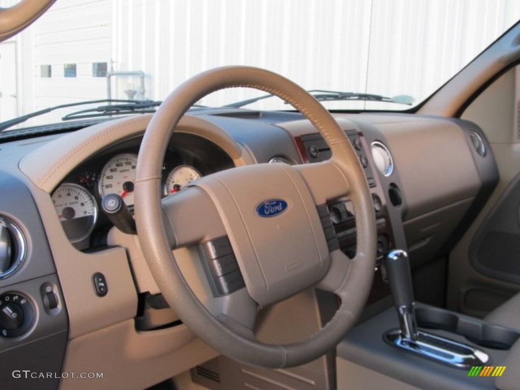 2005 F150 Lariat SuperCrew 4x4 - Dark Toreador Red Metallic / Tan photo #17