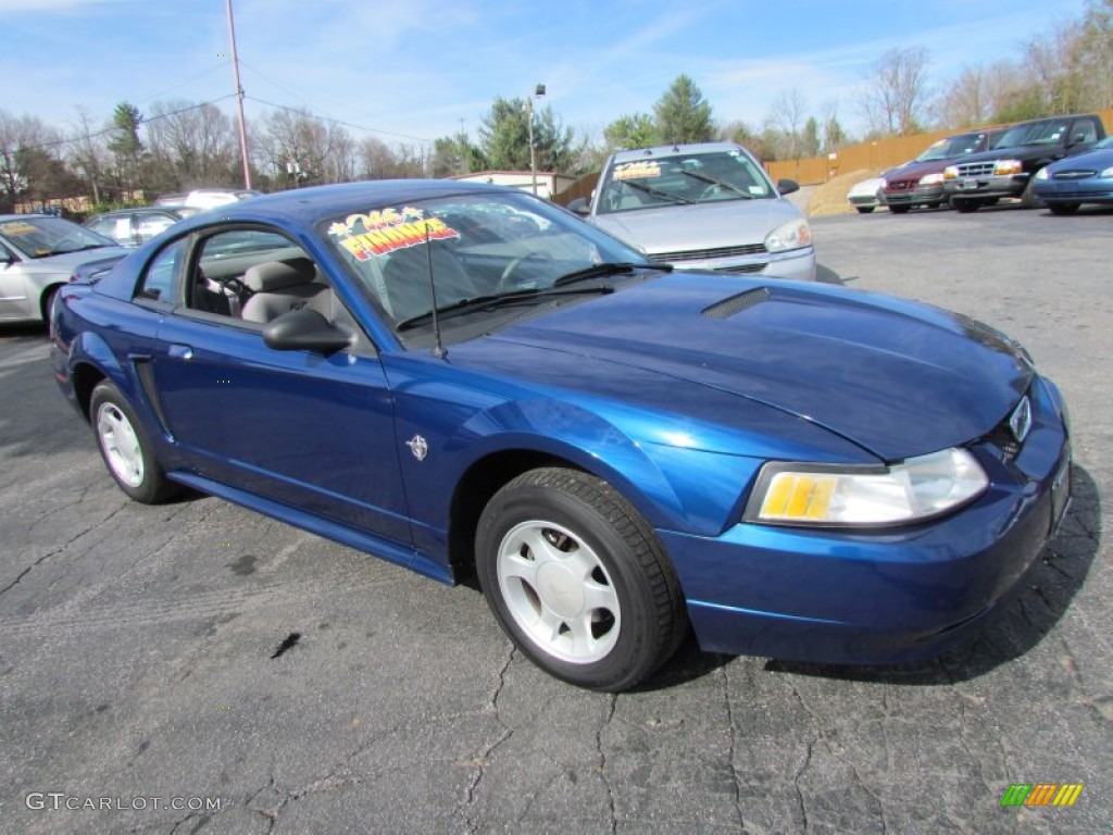 1999 Mustang V6 Coupe - Atlantic Blue Metallic / Light Graphite photo #1