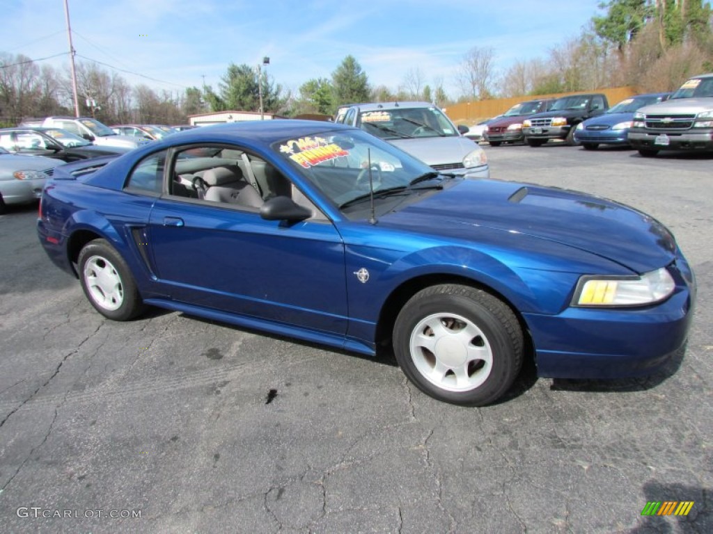 1999 Mustang V6 Coupe - Atlantic Blue Metallic / Light Graphite photo #2