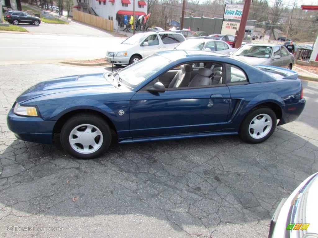 1999 Mustang V6 Coupe - Atlantic Blue Metallic / Light Graphite photo #9