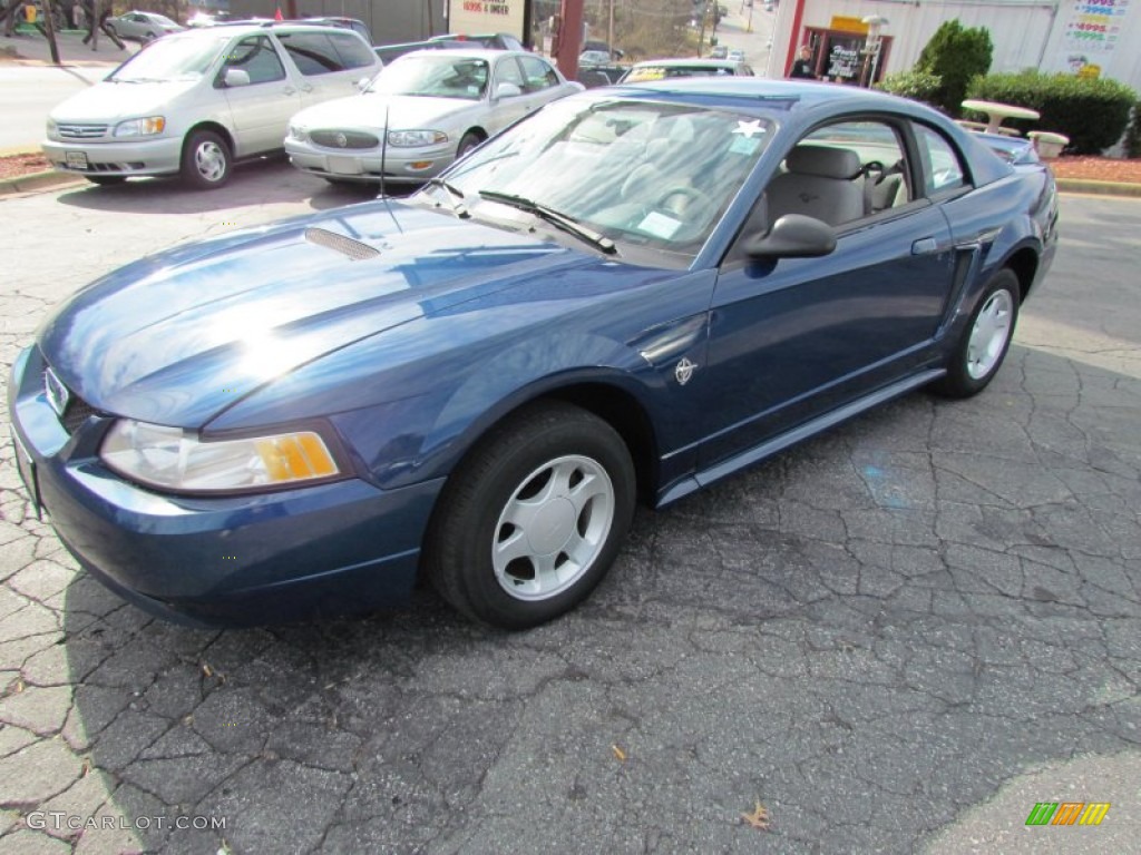 1999 Mustang V6 Coupe - Atlantic Blue Metallic / Light Graphite photo #10