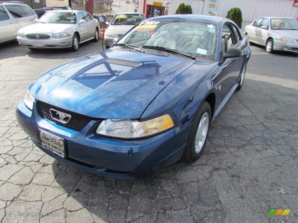 1999 Mustang V6 Coupe - Atlantic Blue Metallic / Light Graphite photo #11