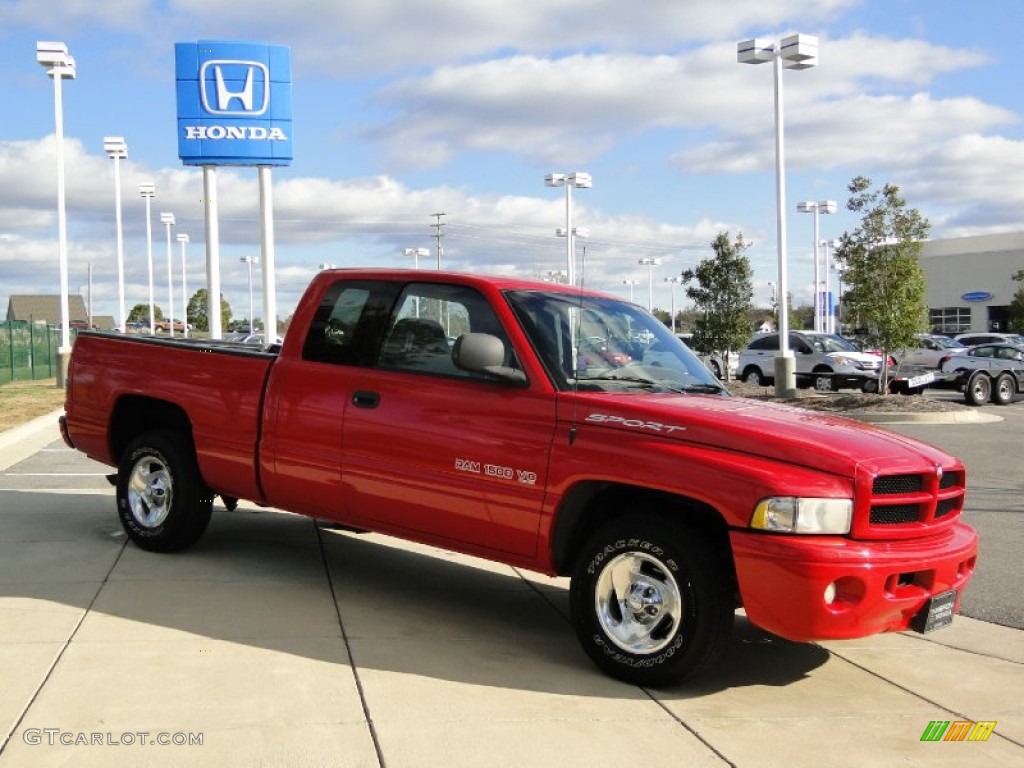 1999 Ram 1500 Sport Extended Cab - Flame Red / Mist Gray photo #4