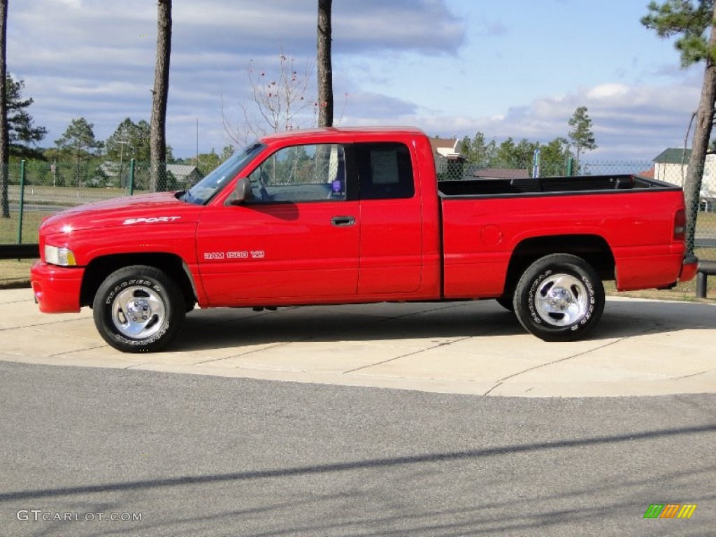 1999 Ram 1500 Sport Extended Cab - Flame Red / Mist Gray photo #9
