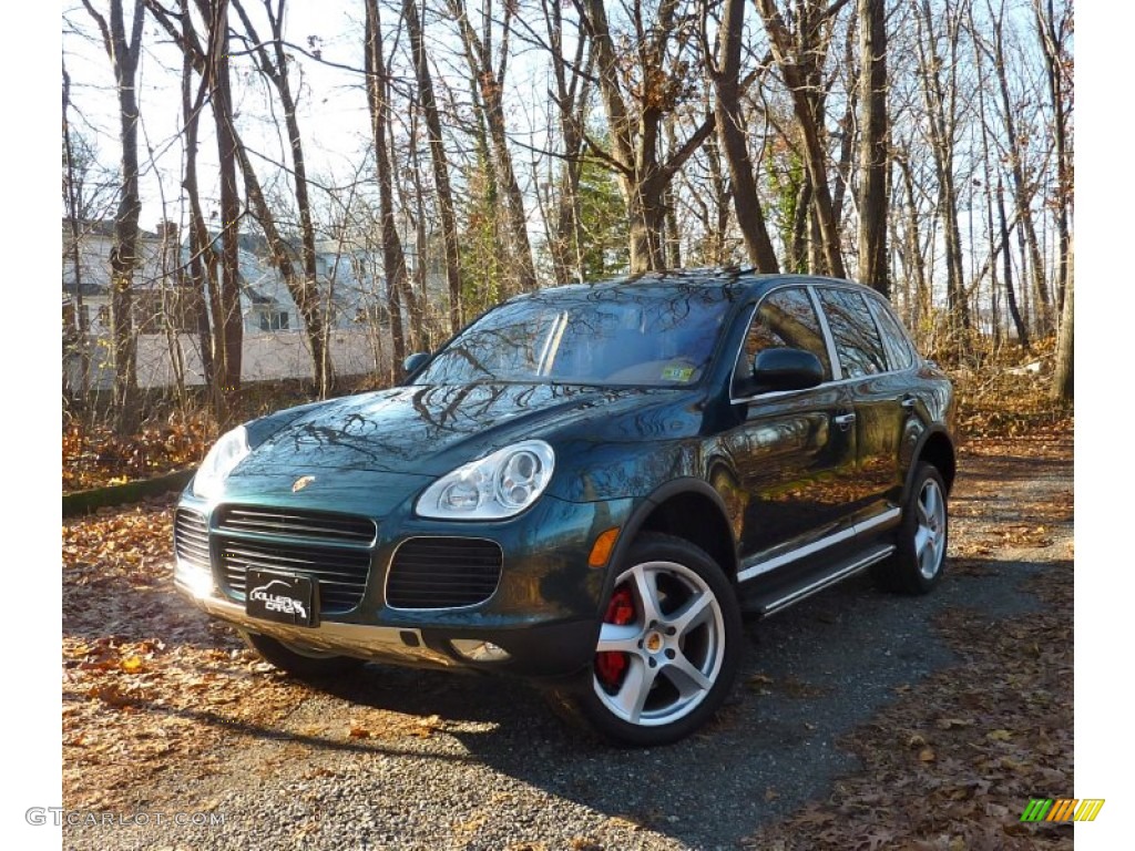 2004 Cayenne Turbo - Dark Teal Metallic / Havanna/Sand Beige photo #3