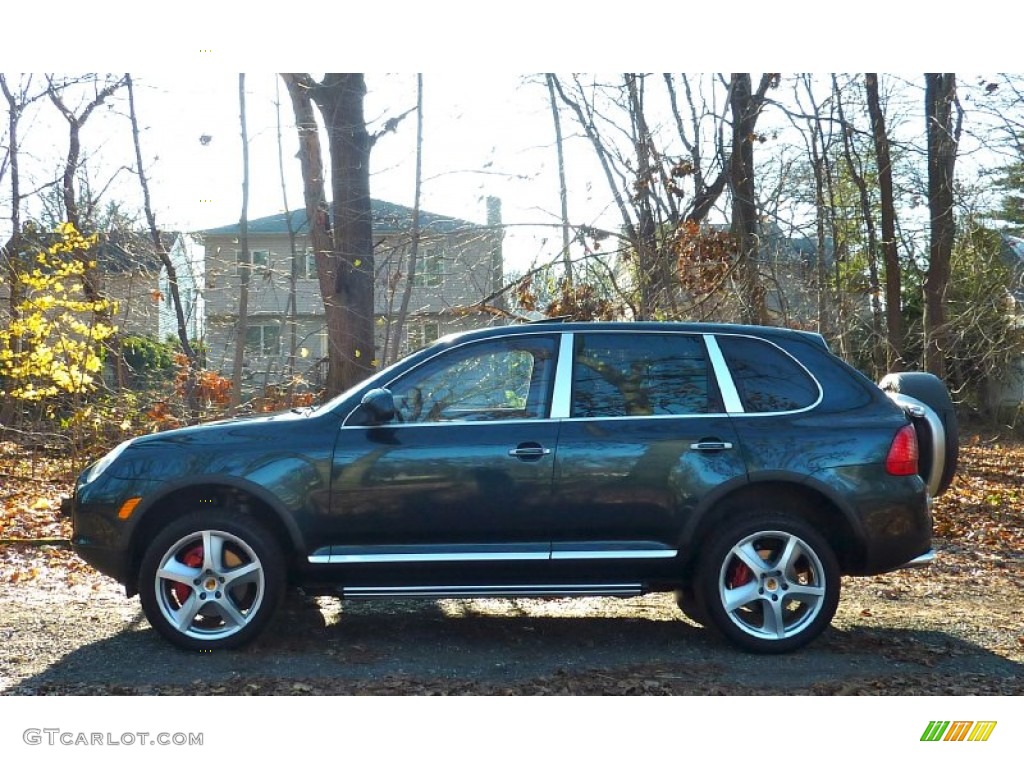 2004 Cayenne Turbo - Dark Teal Metallic / Havanna/Sand Beige photo #4