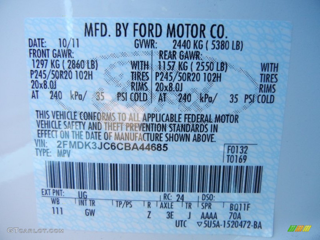 2012 Edge SEL - White Platinum Metallic Tri-Coat / Charcoal Black photo #12