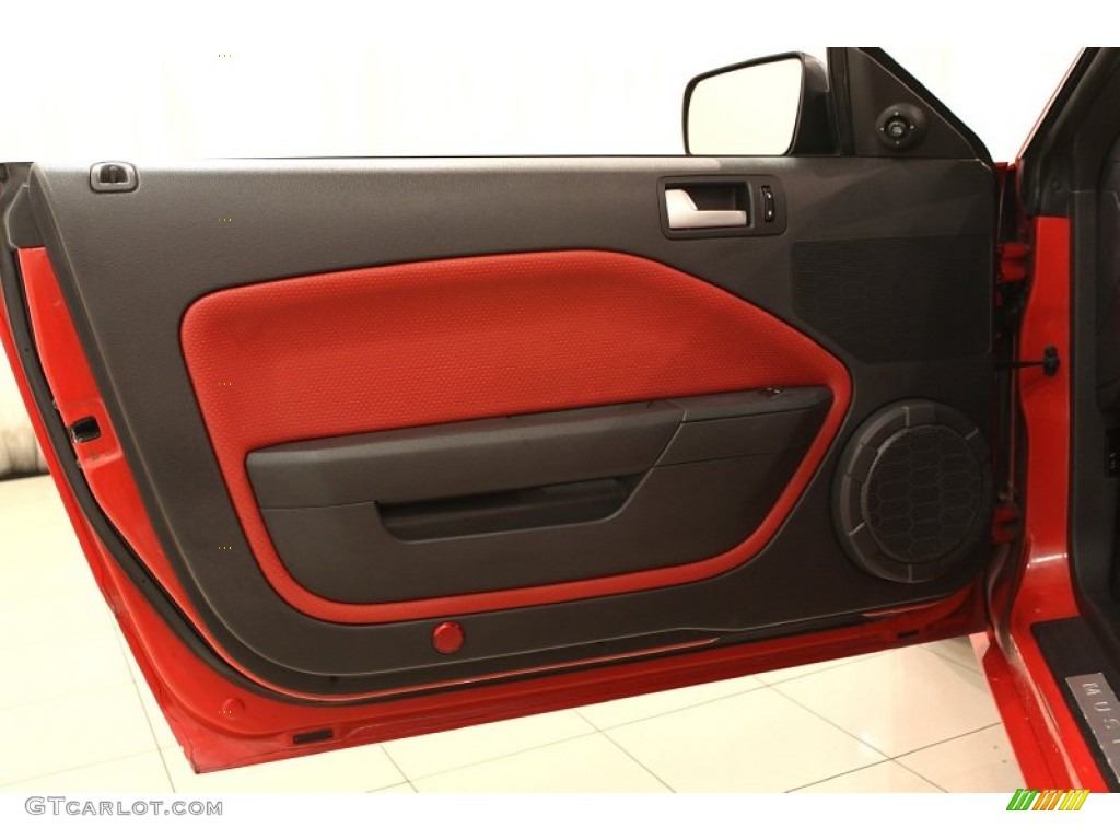 2005 Ford Mustang GT Premium Coupe Red Leather Door Panel Photo #57637930