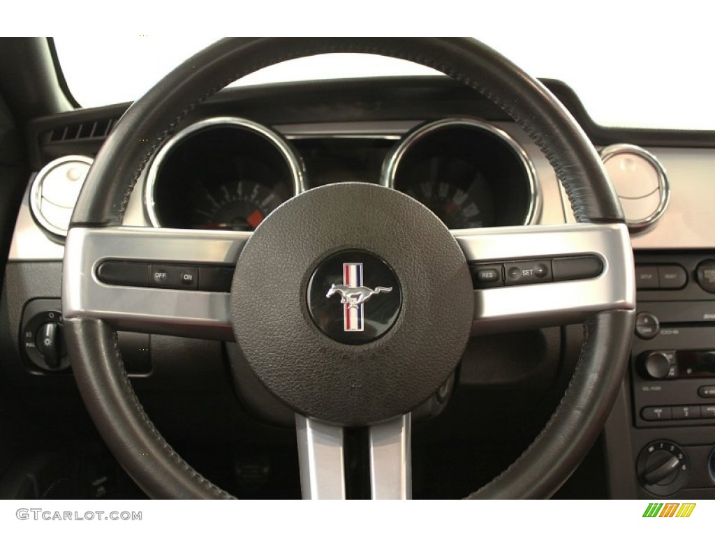 2005 Ford Mustang GT Premium Coupe Red Leather Steering Wheel Photo #57637972