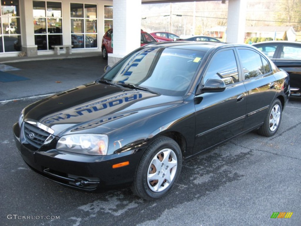 2006 Elantra GLS Sedan - Ebony Black / Gray photo #2