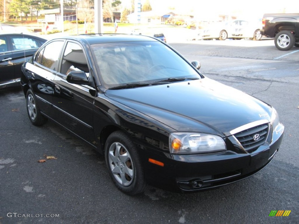 2006 Elantra GLS Sedan - Ebony Black / Gray photo #4