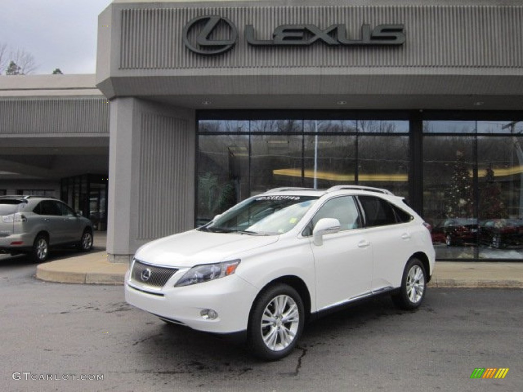 2010 RX 450h AWD Hybrid - Starfire White Pearl / Light Gray/Espresso Birds-Eye Maple photo #1