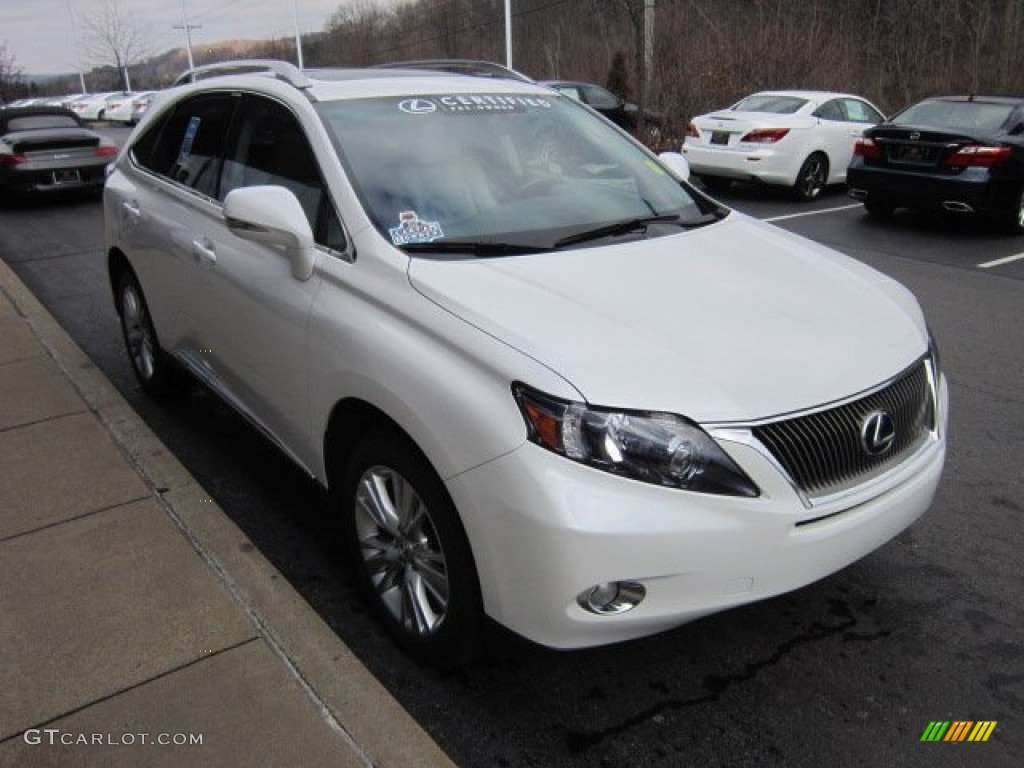 2010 RX 450h AWD Hybrid - Starfire White Pearl / Light Gray/Espresso Birds-Eye Maple photo #6