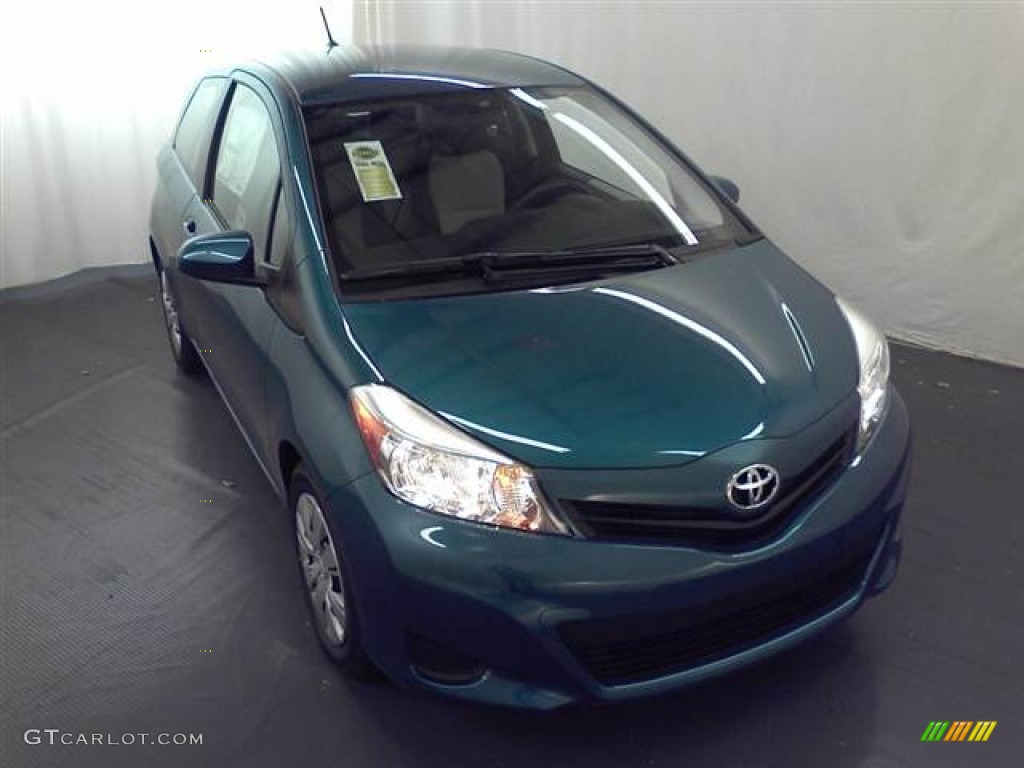 2012 Yaris L 3 Door - Lagoon Blue Mica / Dark Gray photo #1