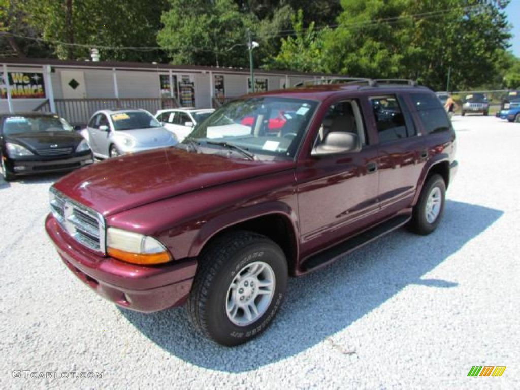 2002 Durango SLT 4x4 - Dark Garnet Red Pearl / Sandstone photo #10