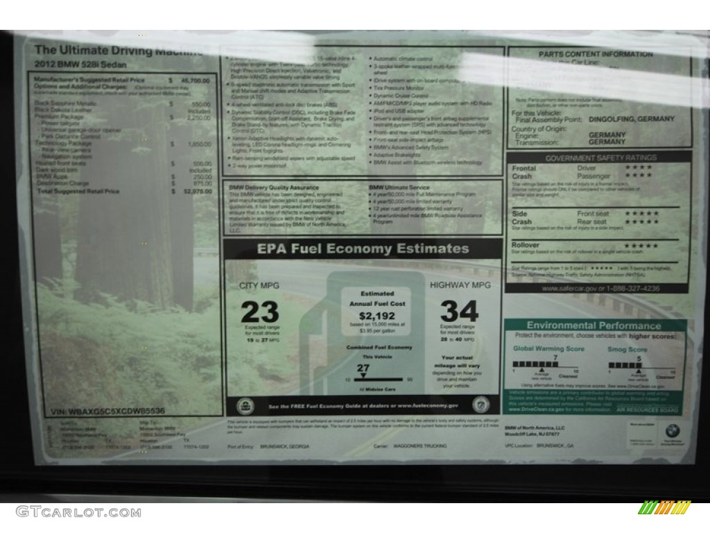 2012 5 Series 528i Sedan - Black Sapphire Metallic / Black photo #29