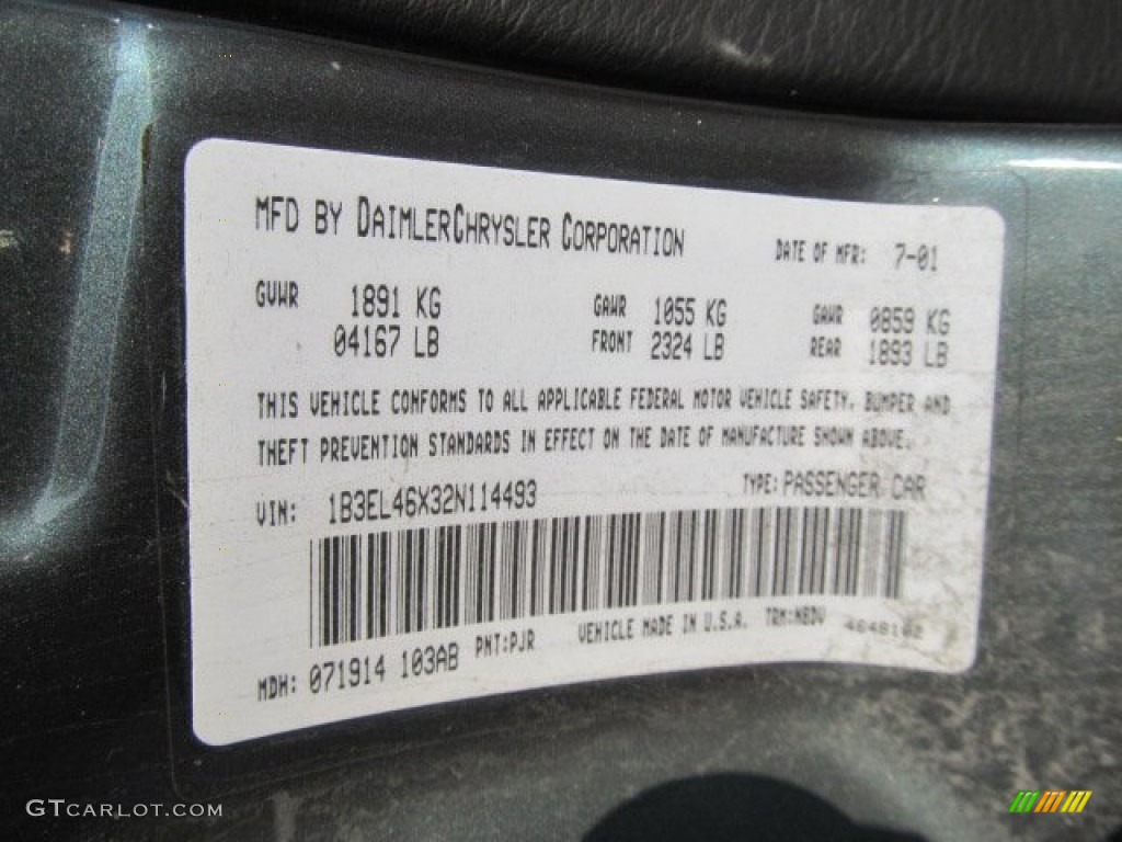 2002 Dodge Stratus SE Sedan Parts Photos