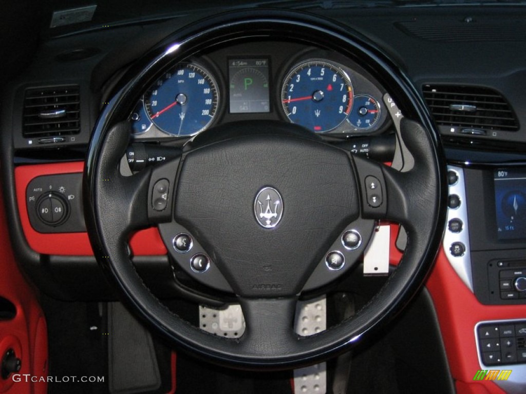 2012 Maserati GranTurismo Convertible GranCabrio Sport Rosso Corallo Steering Wheel Photo #57658511