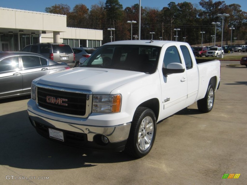 2008 Sierra 1500 SLE Extended Cab - Summit White / Ebony photo #1