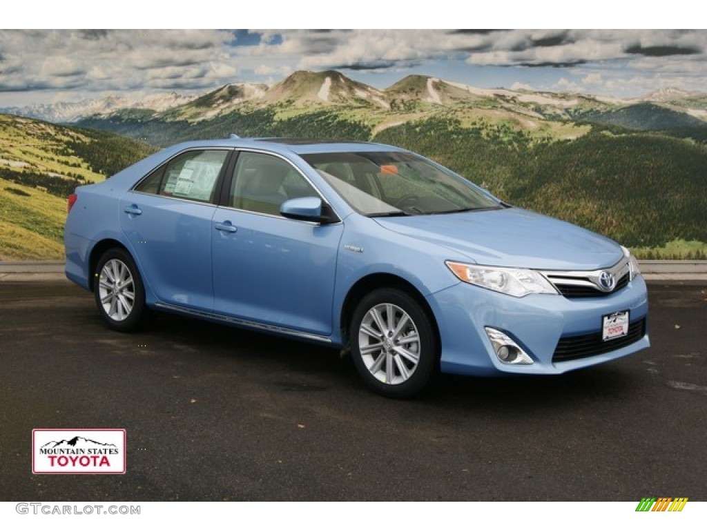 2012 Camry Hybrid XLE - Clearwater Blue Metallic / Ivory photo #1