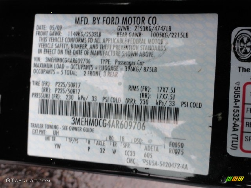 2010 Milan Color Code UH for Tuxedo Black Metallic Photo #57672182