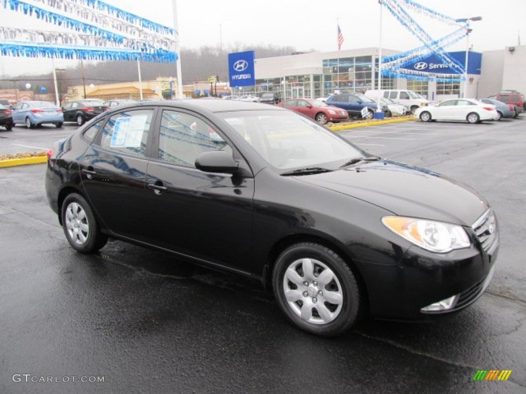 2007 Elantra GLS Sedan - Black Pearl / Beige photo #1