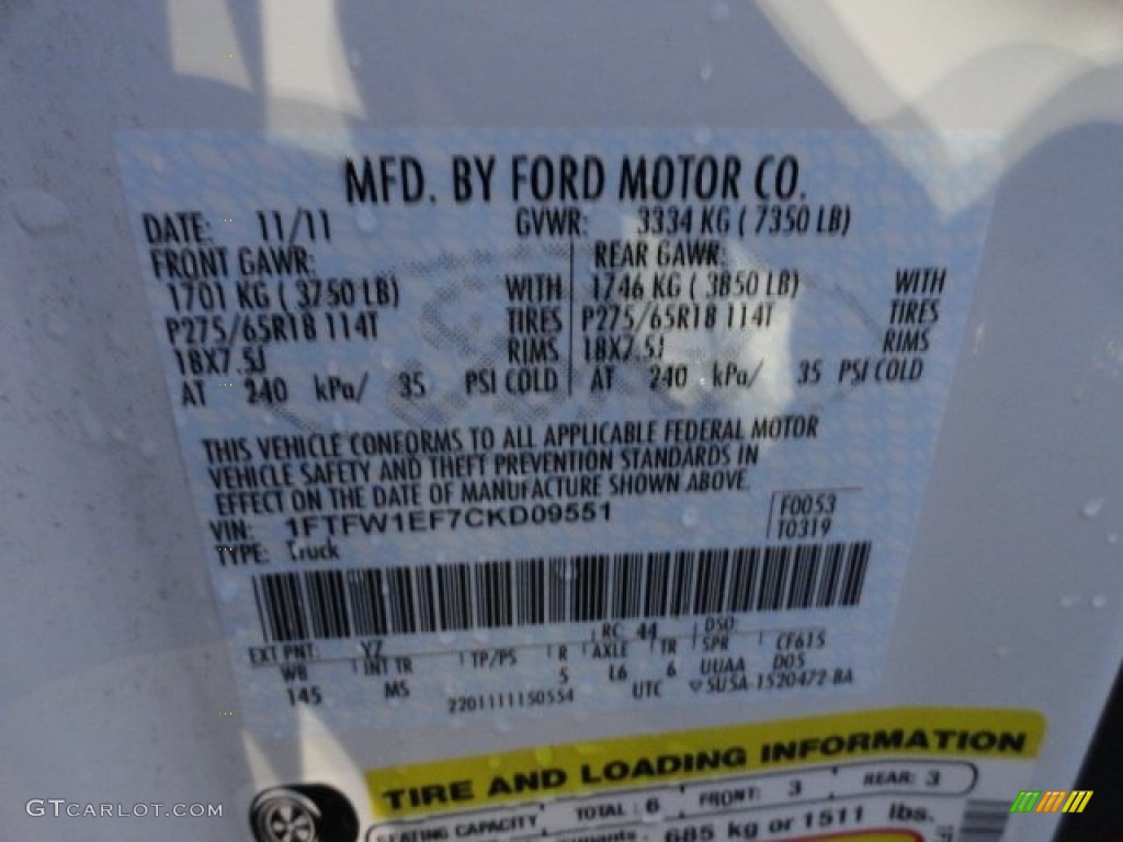 YZ 2012 Ford F150 XLT SuperCrew 4x4 Parts