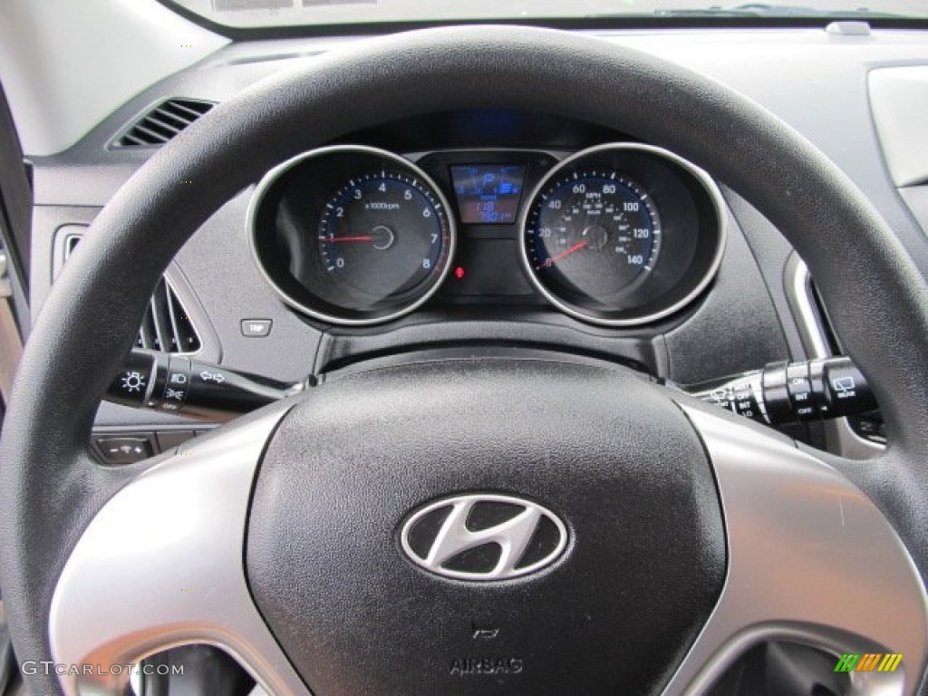 2011 Hyundai Tucson GL Black Steering Wheel Photo #57675650