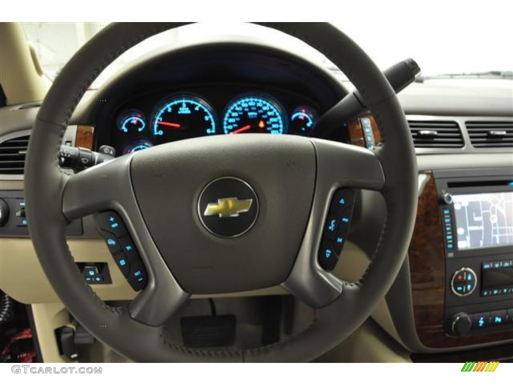 2012 Chevrolet Suburban LTZ 4x4 Light Cashmere/Dark Cashmere Steering Wheel Photo #57679217