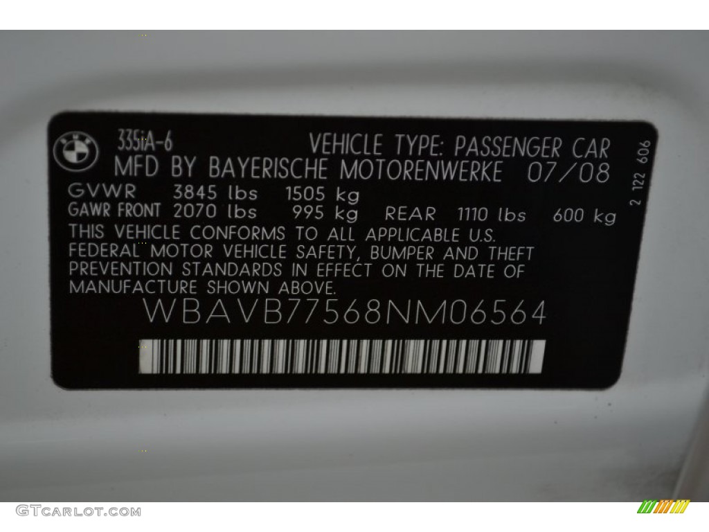 2008 3 Series 335i Sedan - Alpine White / Beige photo #10