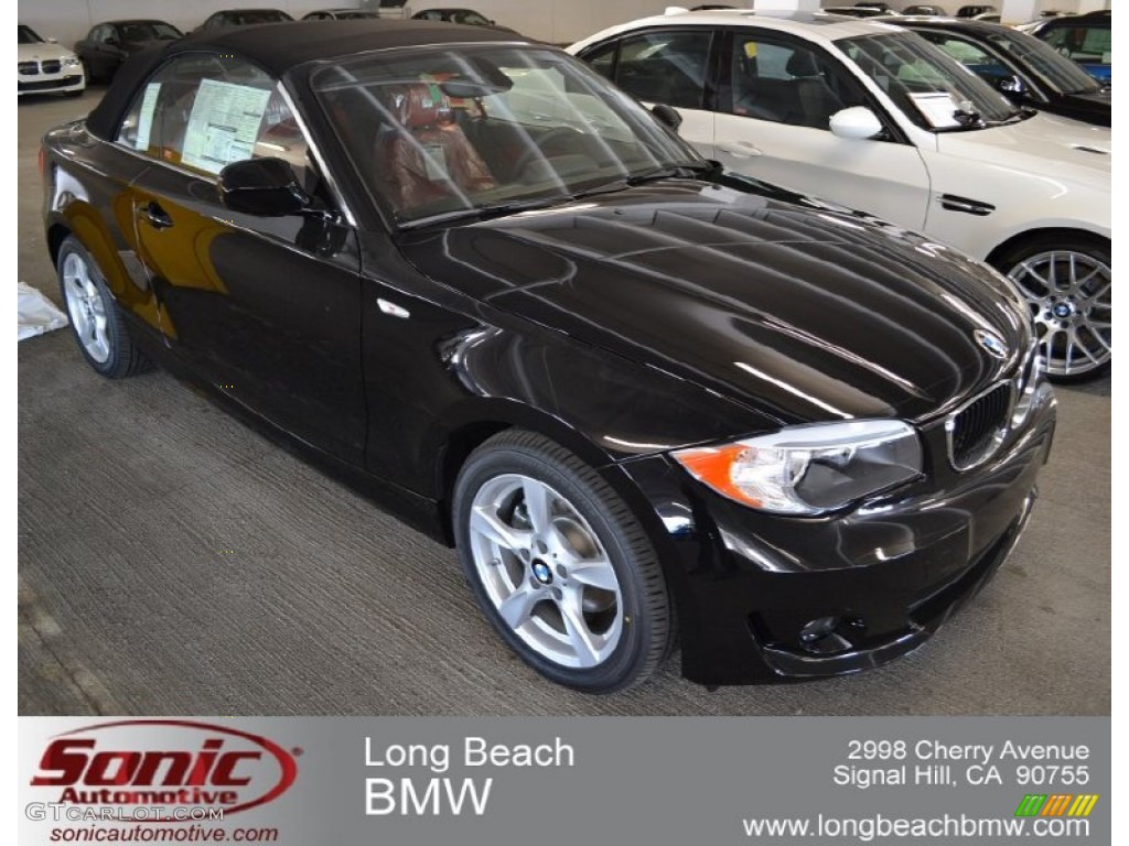 2012 1 Series 128i Convertible - Jet Black / Coral Red photo #1