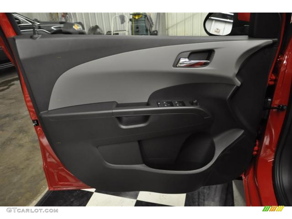 2012 Chevrolet Sonic LTZ Sedan Jet Black/Dark Titanium Door Panel Photo #57680582