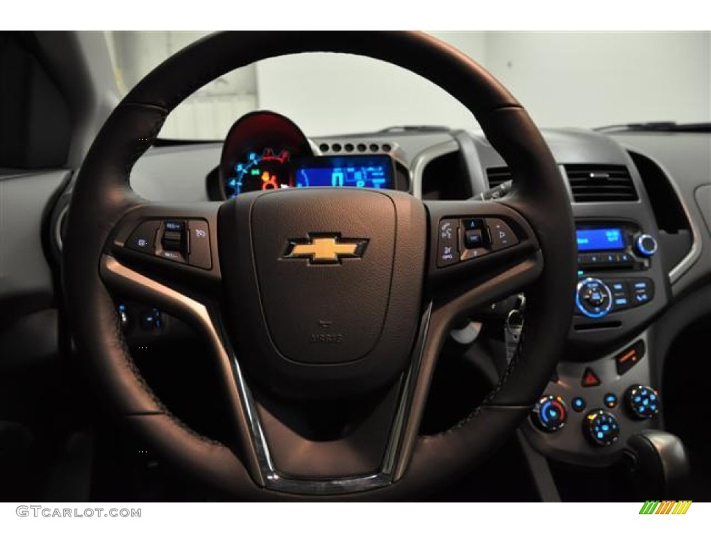 2012 Chevrolet Sonic LTZ Sedan Jet Black/Dark Titanium Steering Wheel Photo #57680621