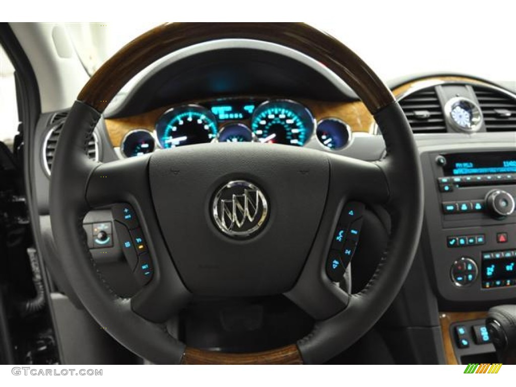 2012 Buick Enclave AWD Ebony Steering Wheel Photo #57680996
