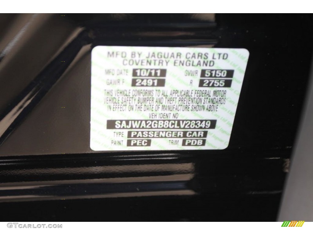 2012 XJ Color Code PEC for Ebony Photo #57682061