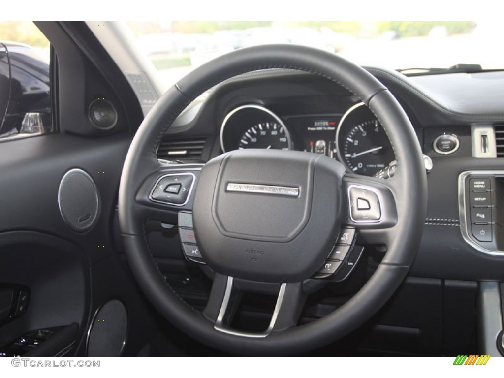 2012 Land Rover Range Rover Evoque Prestige Ebony Steering Wheel Photo #57682913