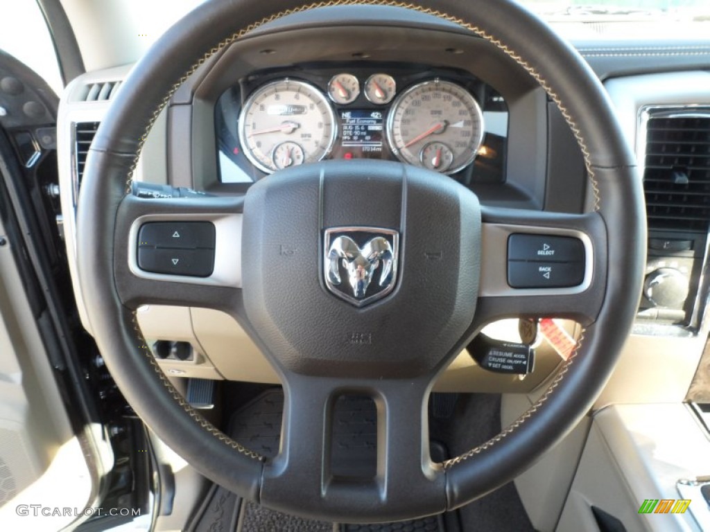 2011 Ram 1500 Laramie Longhorn Crew Cab 4x4 - Brilliant Black Crystal Pearl / Dark Slate Gray/Russet Brown photo #44