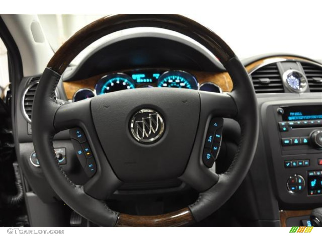 2012 Buick Enclave FWD Ebony Steering Wheel Photo #57687554